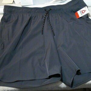 REEBOK Big Men's Classic Polyester 6" Inseam Runners Shorts Black Size 3XL